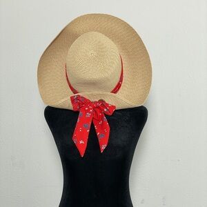 Nine West Sun hat with red floral band